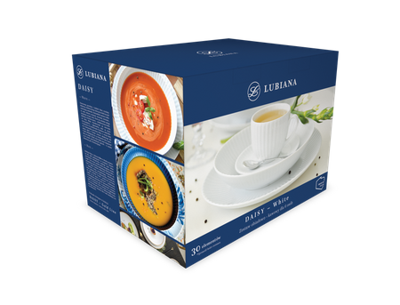 Zestaw obiadowo kawowy dla 6 osób 30 elementów Daisy biały