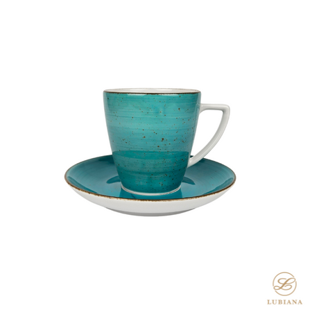 Lubiana porcelana Komplet filiżanka ze spodkiem 200ml / 140mm Beata/Sonia MORSKI ręcznie malowana