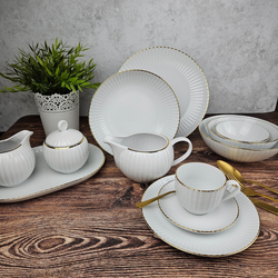 Zestaw obiadowo kawowy dla 6 osób 37 elementów Daisy Gold Line