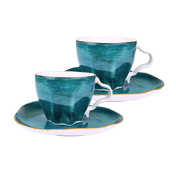 Komplet filiżanka/spodek 2/4 Stone Age turkusowy