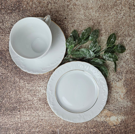 garnitur kawowy dla 6 osób 18 elementów Rococo złota linia