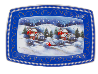 Lubiana porcelana Victoria półmisek prostokątny 320mm ZIMOWE MIASTECZKO