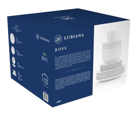 Lubiana Komplet obiadowo kawowy dla 6 osób 30 elementów Boss/Beata/Dorota biały