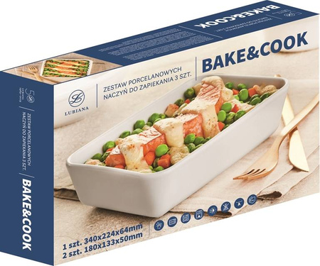 Komplet 3 pojemników do zapiekania Lubiana biały
