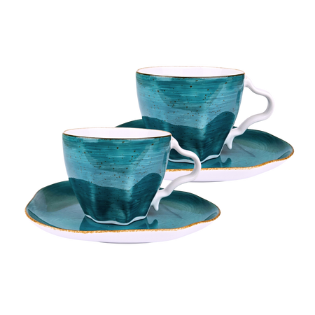 Komplet filiżanka/spodek 2/4 Stone Age turkusowy