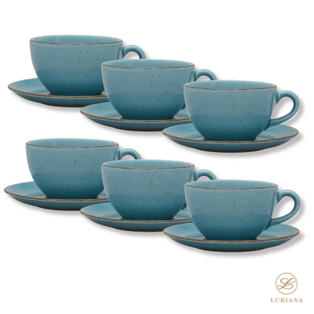 kpl 6 filiżanek 280ml ze spodkiem 160mm Aida ART TURKUS