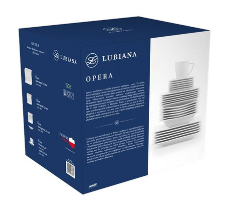 Zestaw obiadowo kawowy dla 6 osób 30 elementów Opera/Beata biały