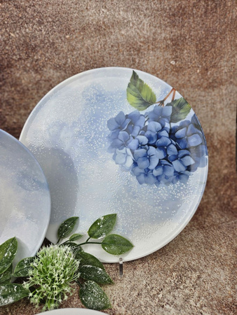 zestaw talerzy dla 6 osób 18 el. Vanilla Hortensja Blue