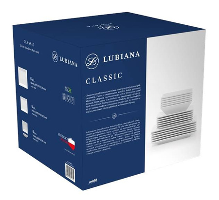 Zestaw obiadowy dla 6 osób, 18 elementów Classic biały