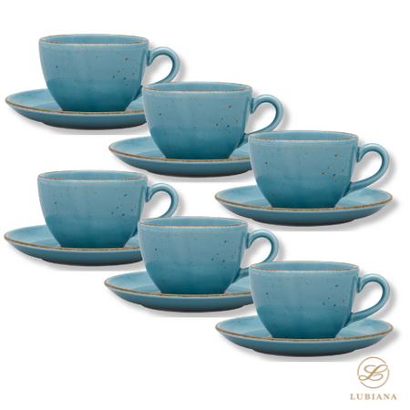 komplet 6 filiżanek 180ml ze spodkiem 145mm Aida ART TURKUS