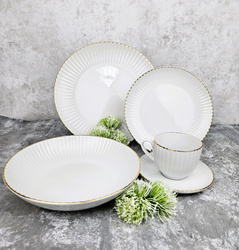 Zestaw obiadowo kawowy dla 6 osób 30 elementów Daisy Gold Line