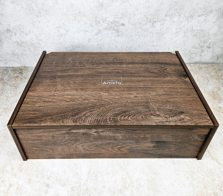 Amefa Metropole komplet sztućców dla 12 osób 77 części w kasecie drewnianej