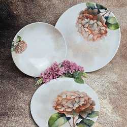 zestaw talerzy dla 6 osób 18 el. Vanilla Hortensja Red