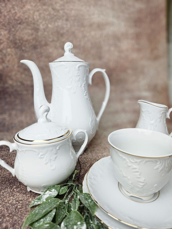 garnitur kawowy dla 6 osób 21 elementów Rococo złota linia