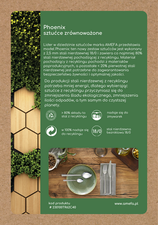 Amefa Phoenix komplet sztućców z recyklingu dla 6 osób 24 części w pudełku