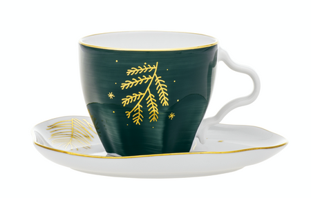 Lubiana komplet śniadaniowy ZŁOTY LAS i 3 szklanki świąteczne