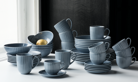 Lubiana zestaw obiadowo kawowy dla 6 osób 30 elementów Daisy Seaside szaroniebieski