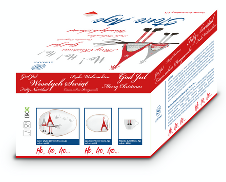 Lubiana porcelana Stone Age garnitur śniadaniowy 1/3 złoto SKRZATY HO HO HO