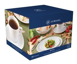 Lubiana Komplet obiadowo kawowy dla 6 osób 30 elementów Boss/Beata/Dorota biały