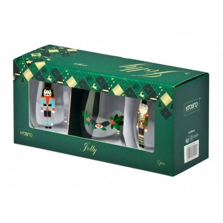 Jolly szklanka 500 ml świąteczna komplet 3 sztuk