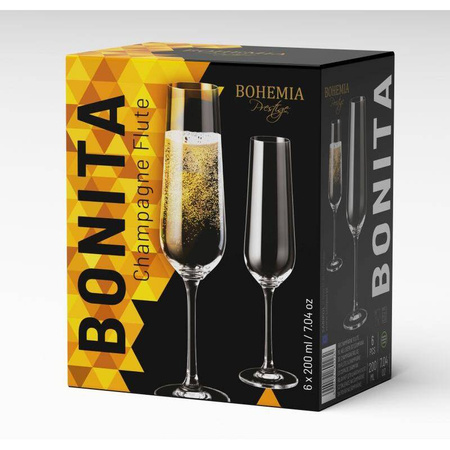 Bohemia kpl 6 kieliszków do szampana 200ml Bonita