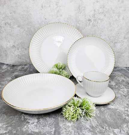 Zestaw obiadowo kawowy dla 6 osób 30 elementów Daisy Gold Line