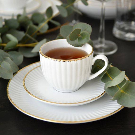 Zestaw obiadowo kawowy dla 6 osób 30 elementów Daisy Gold Line