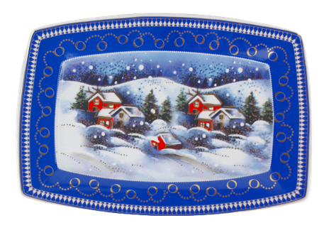 Lubiana porcelana Victoria półmisek prostokątny 320mm ZIMOWE MIASTECZKO