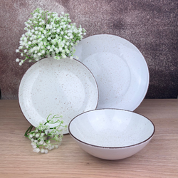 komplet talerzy dla 6 osób 18 elementów Boss beżowy