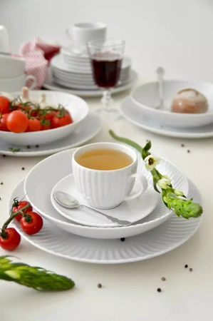 Zestaw obiadowo kawowy dla 6 osób 30 elementów Daisy biały