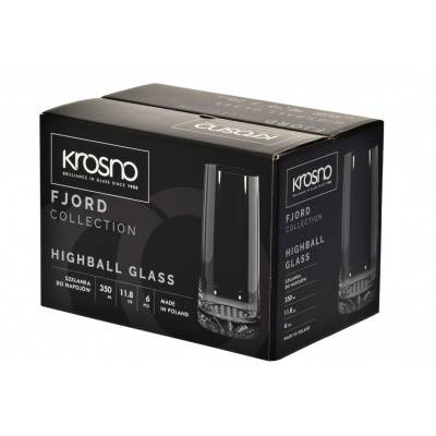 Krosno wysokie szklanki do napojów Fjord 350 ml komplet 6 sztuk