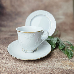 garnitur kawowy dla 6 osób 18 elementów Rococo złota linia