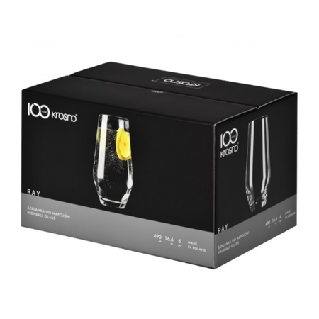 Krosno komplet 6 szklanek long 490ml do napojów Ray