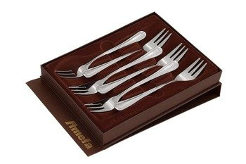 Amefa Elegance komplet 6 widelczyków do ciasta w pudełku brązowym
