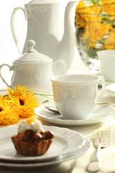 Garnitur do kawy dla 6 osób 21 elementów Rococo biały