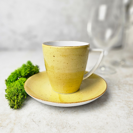 Lubiana Komplet filiżanka ze spodkiem 200ml /140mm Beata/Sonia  ŻÓŁTY