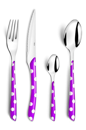 Eclat Dots komplet sztućców dla 6 osób 24 części w pudełku fioletowy