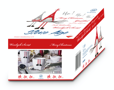 Lubiana porcelana Stone Age garnitur śniadaniowy 1/3 złoto SKRZATY HO HO HO