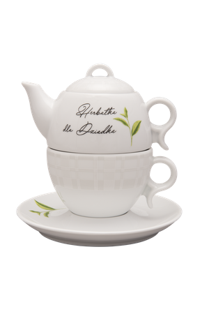 Komplet herbaciany czajnik /filiżanka/spodek 300ml/280ml/165mm Bola II HERBATKA DLA DZIADKA