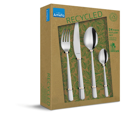 Amefa Phoenix komplet sztućców z recyklingu dla 6 osób 24 części w pudełku