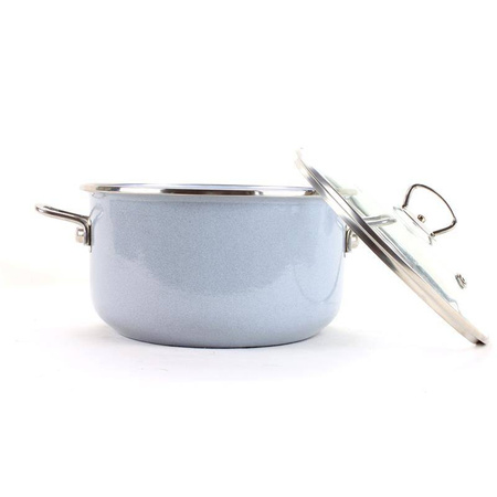 Komplet 4 garnków emaliowanych Belis błękitny