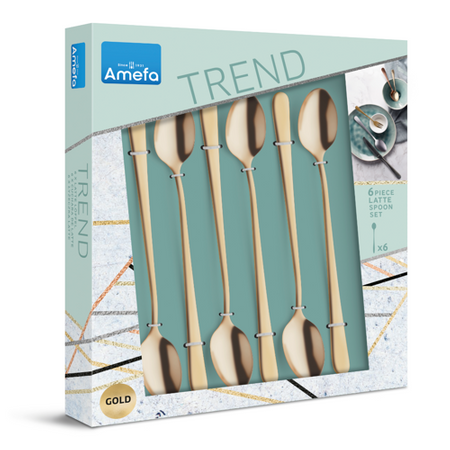 Amefa Austin komplet 6 łyżeczek do latte ZŁOTE