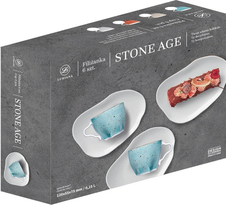 Komplet 6 filiżanek 250ml Stone Age CEGLASTY
