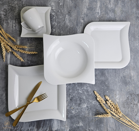 Zestaw obiadowo kawowy dla 6 osób 30 elementów Opera/Beata biały