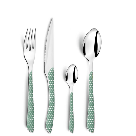 Amefa Eclat Geo komplet sztućców dla 6 osób 24 części w pudełku zielone