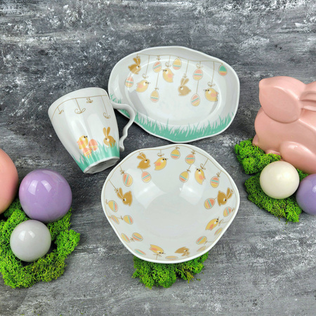 Lubiana porcelana Stone Age garnitur śniadaniowy 1/3 Wielkanoc