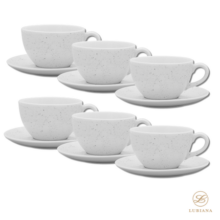 komplet 6 filiżanek 280ml ze spodkiem 160mm Aida Art
