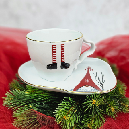 Stone Age kpl filiżanka 250ml ze spodkiem 170mm Skrzaty Ho Ho Ho Złota Linia