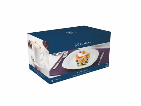 Komplet obiadowo kawowy dla 6 osób 30 elementów  Elegance biały